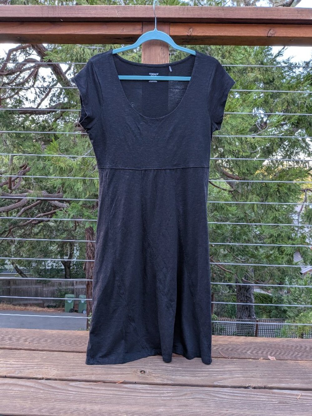 Toad & Co black short sleeve dress scoop neck Size M organic cotton & Tencel